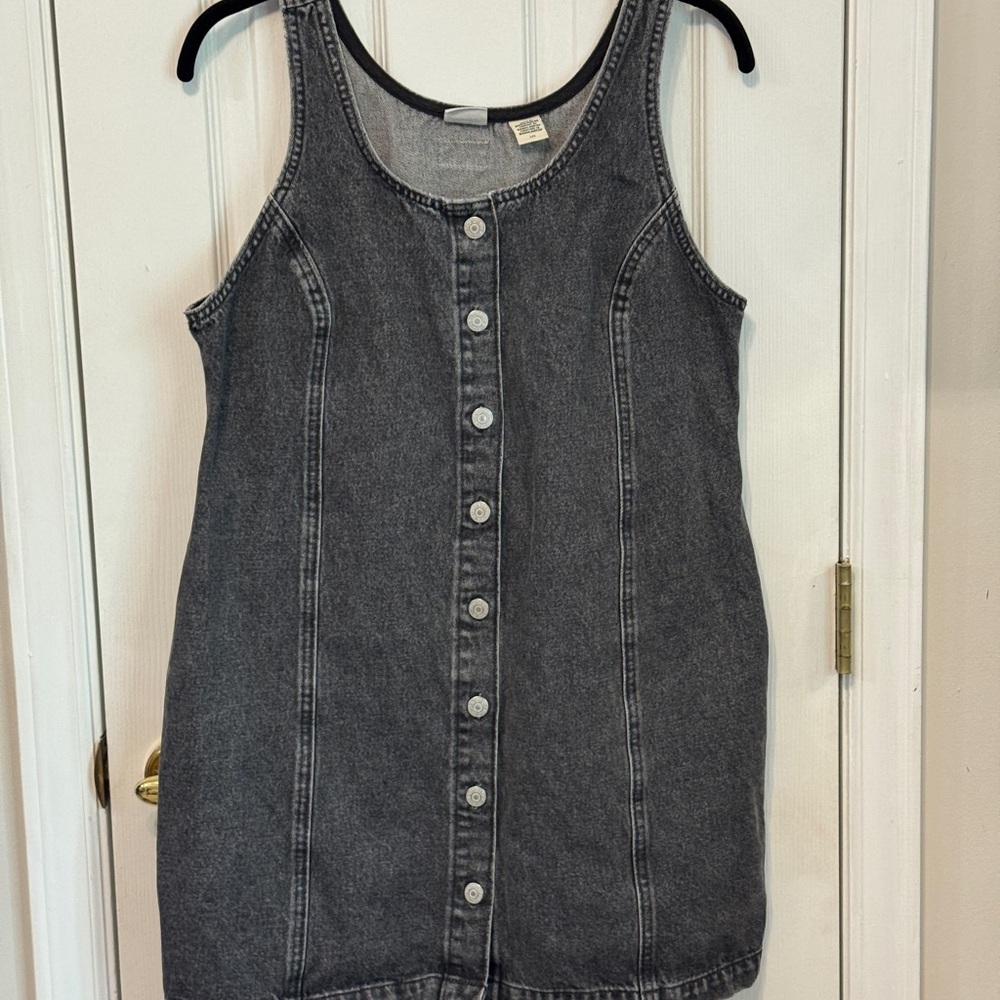 Levi's Dark Gray Denim Button-Front Mini Dress